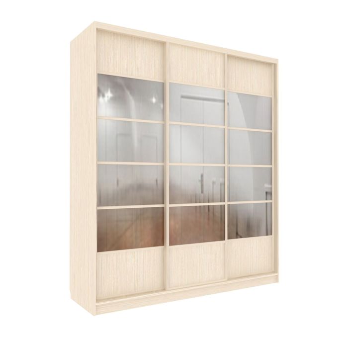 Шкаф-купе Добротный 3 зеркала+ЛДСП Венге Светлый