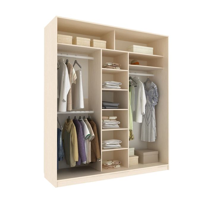 Шкаф-купе Добротный 3 зеркала+ЛДСП Венге Светлый