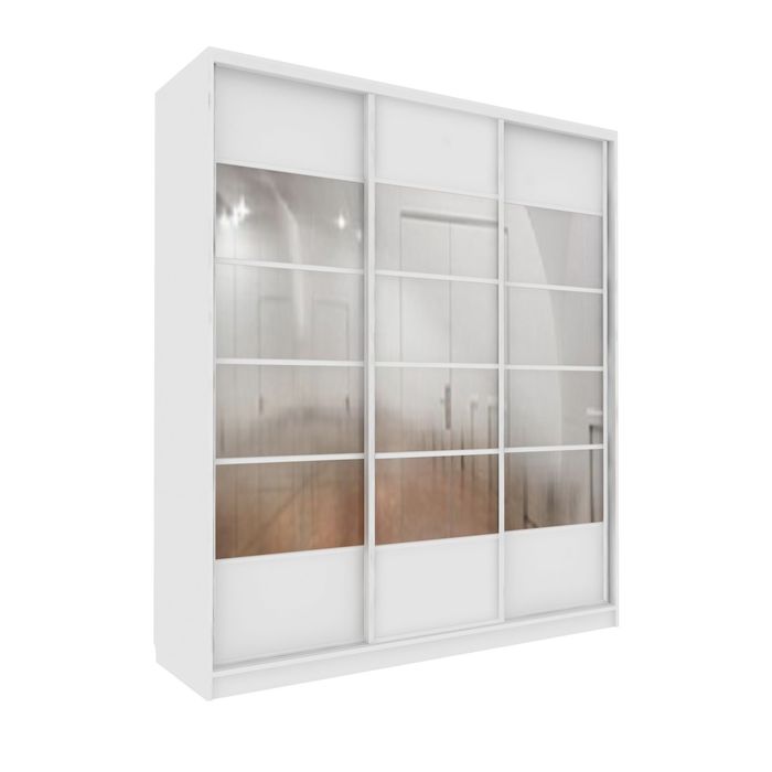 Шкаф-купе Добротный 3 зеркала+ЛДСП Белый