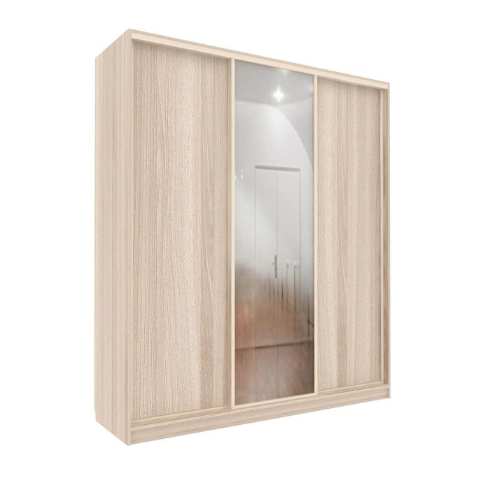 Шкаф-купе Практичный 1 зеркало Ясень Шимо Светлый