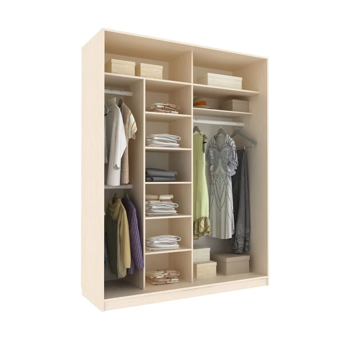 Шкаф-купе Практичный 2 зеркала Венге Светлый