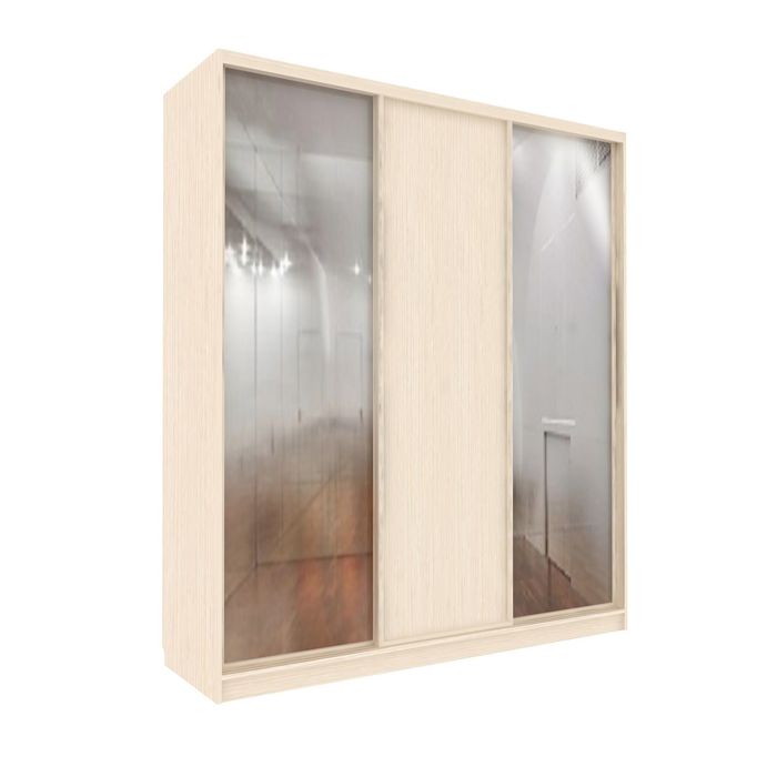 Шкаф-купе Практичный 2 зеркала Венге Светлый