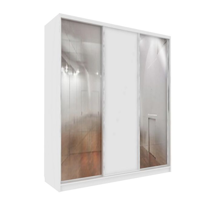 Шкаф-купе Практичный 2 зеркала Белый
