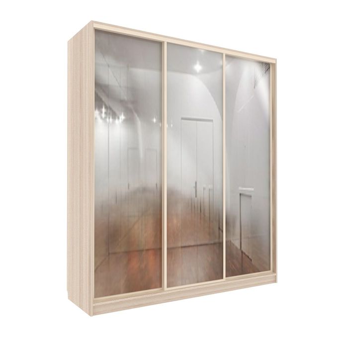 Шкаф-купе Практичный 3 зеркала Ясень Шимо Светлый