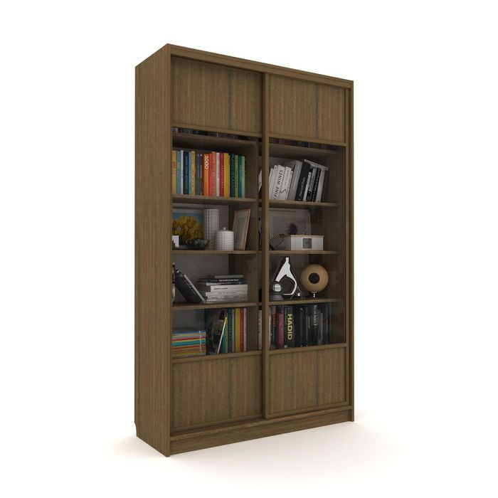 Библиотека-купе Вместительная 2 стекло+ЛДСП Венге Темный