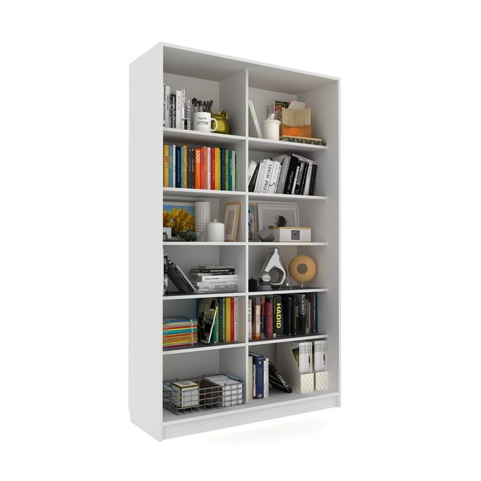 Библиотека-купе Вместительная 2 стекло+ЛДСП Белый