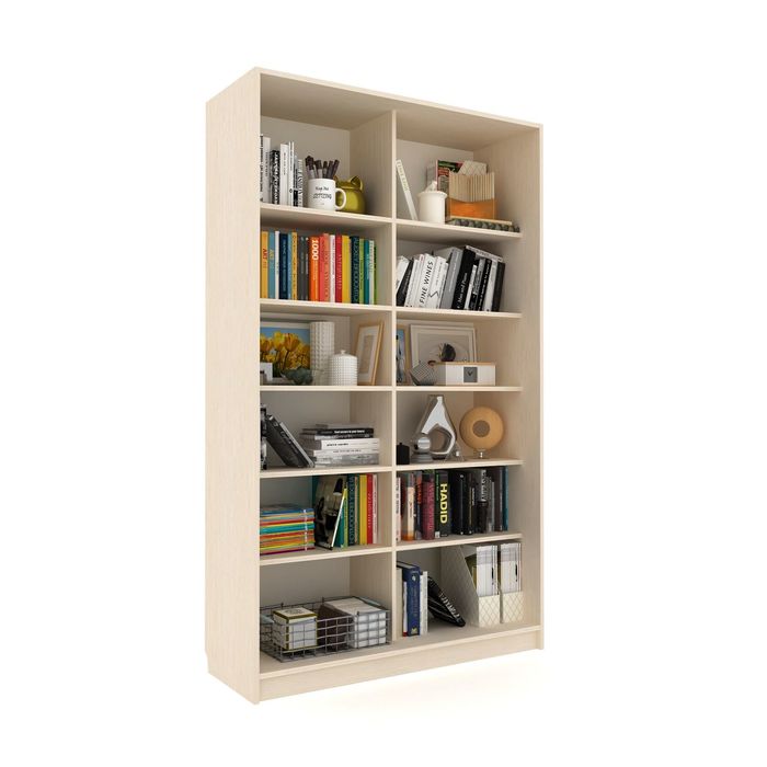 Библиотека-купе Вместительная 2 стекло+ЛДСП Венге Светлый