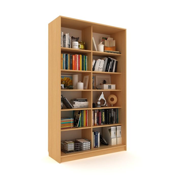 Библиотека-купе Вместительная 2 стекло+ЛДСП Бук