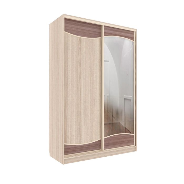 Шкаф-купе Приятный1 зеркало+ЛДСП Ясень Шимо Светлый