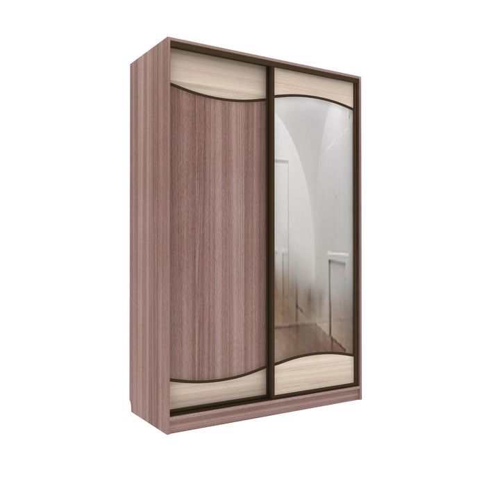 Шкаф-купе Приятный1 зеркало+ЛДСП Ясень Шимо Темный