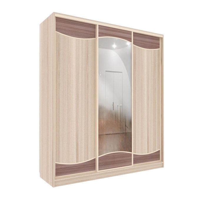 Шкаф-купе Приятный1 зеркало+ЛДСП Ясень Шимо Светлый