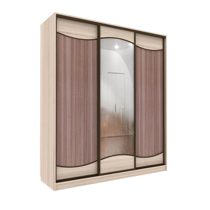 Шкаф-купе Приятный1 зеркало+ЛДСП Ясень Шимо Темный