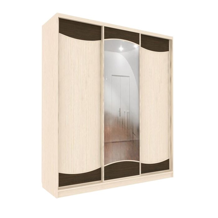 Шкаф-купе Приятный1 зеркало+ЛДСП Венге Светлый