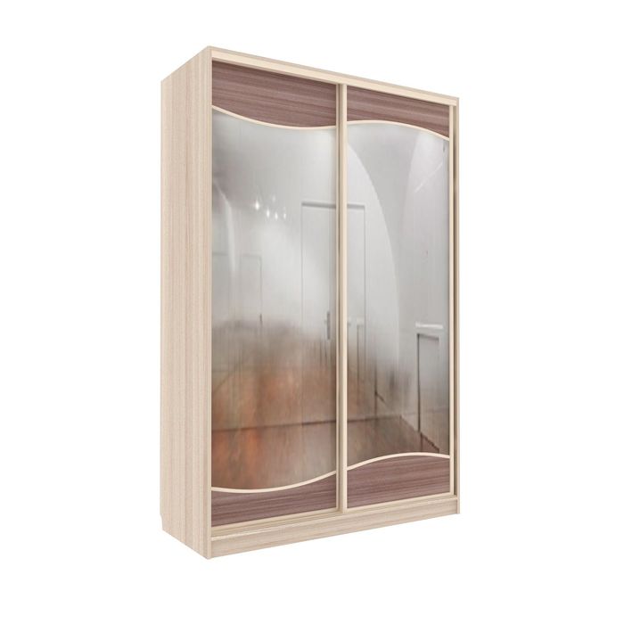 Шкаф-купе Приятный2 зеркала Ясень Шимо Светлый