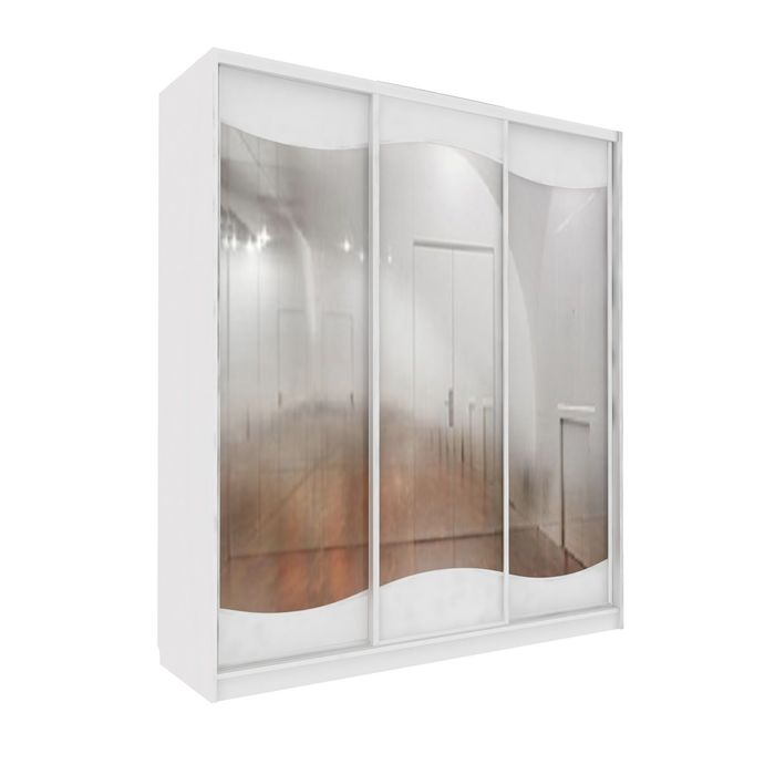 Шкаф-купе Приятный3 зеркала Белый