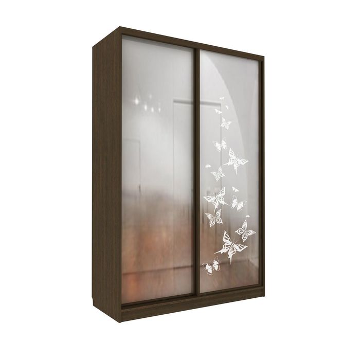 Шкаф-купе Удобный 1 зеркало Бабочки Венге Темный