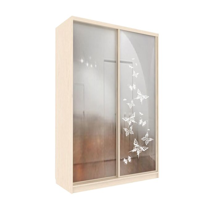 Шкаф-купе Удобный 1 зеркало Бабочки Венге Светлый