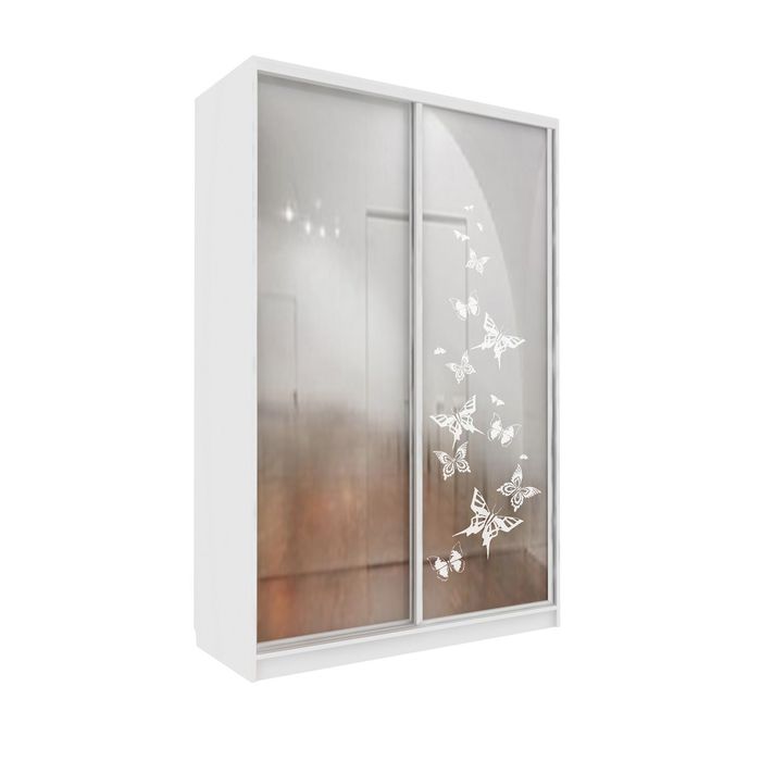 Шкаф-купе Удобный 1 зеркало Бабочки Белый