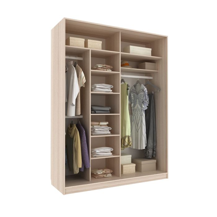 Шкаф-купе Удобный 1 зеркало Бабочки Ясень Шимо Светлый