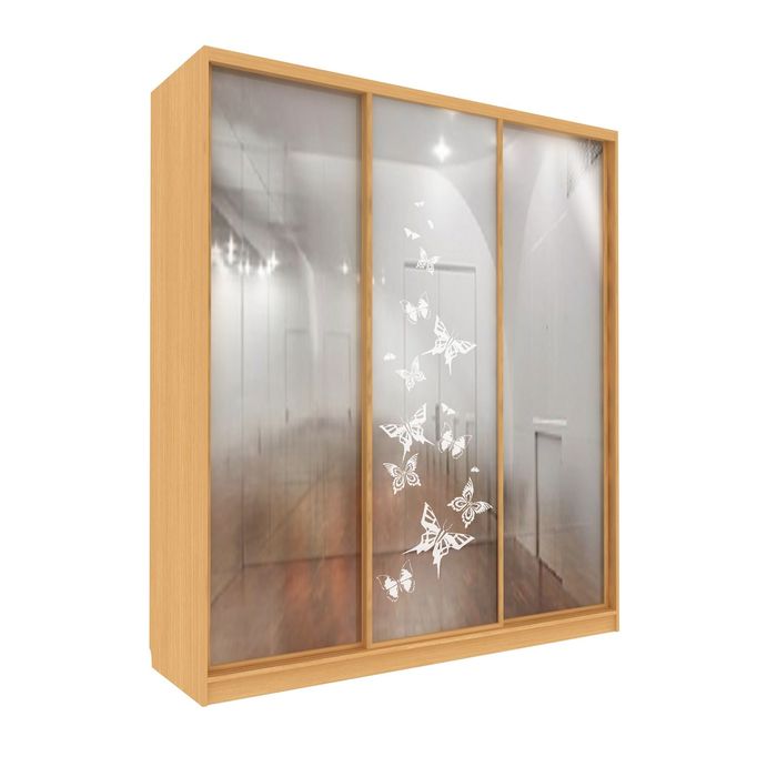 Шкаф-купе Удобный 1 зеркало Бабочки Бук