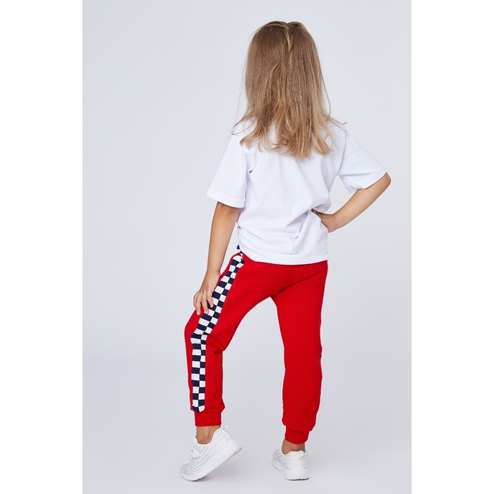 Брюки для девочки, рост 128 см (32), цвет красный (арт. 631)