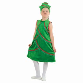 Карнавальный костюм 'Ёлочка плюшевая', платье со стойкой, кокошник, р-р 28, рост 104 см Ош
