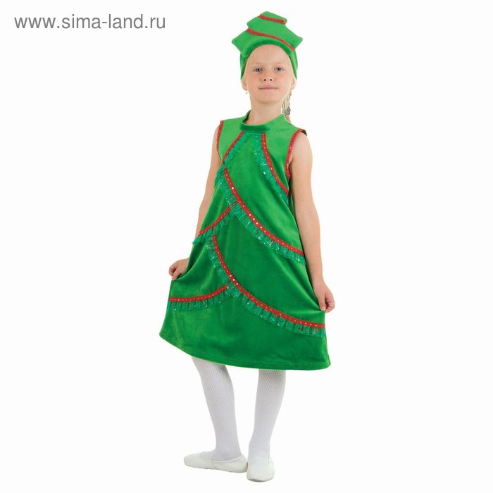 фото Карнавальный костюм "ёлочка плюшевая", платье со стойкой, кокошник, р-р 32, рост 128 см страна карнавалия