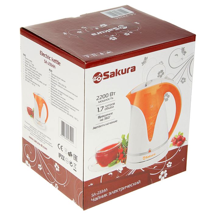 Чайник электрический Sakura SA-2334A, 1.7 л, 2200 Вт