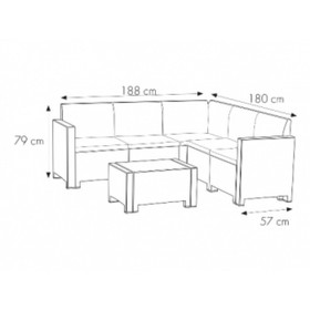 Комплект садовой мебели диван угловой+стол (ротанг) Set CORNER Nebraska, цвет венге от Сима-ленд
