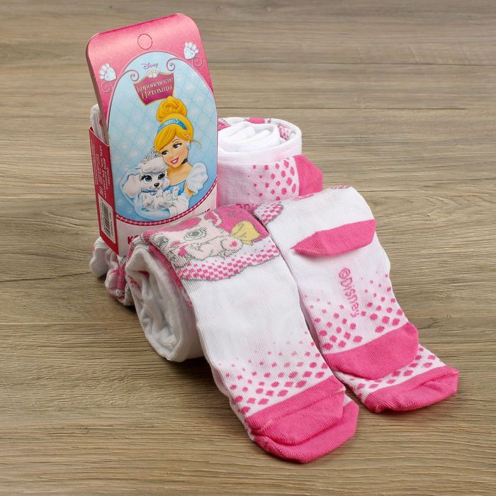 Детские колготки "Принцессы", белый, розовый, рост 92-98 см, 2-3 года