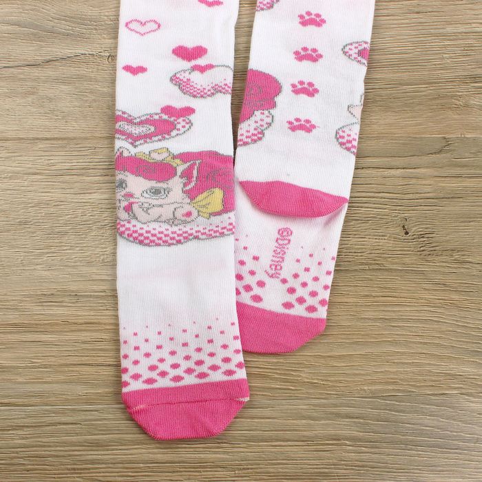 Детские колготки "Принцессы", белый, розовый, рост 92-98 см, 2-3 года