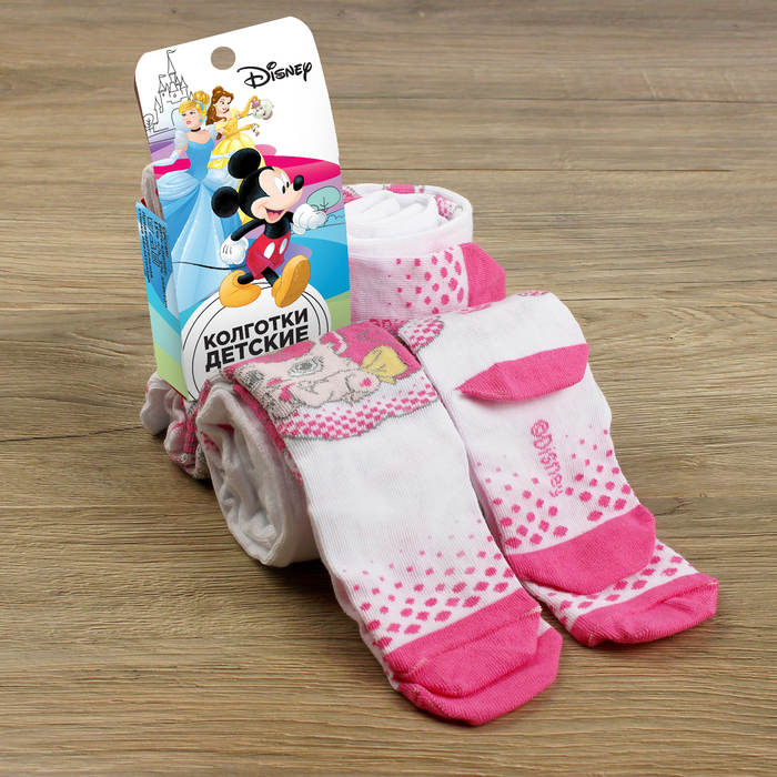 Детские колготки "Принцессы", белый, розовый, рост 104-110 см, 4-5 лет