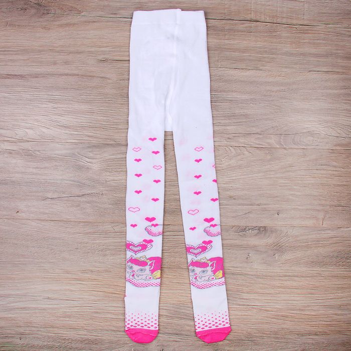 Детские колготки "Принцессы", белый, розовый, рост 104-110 см, 4-5 лет
