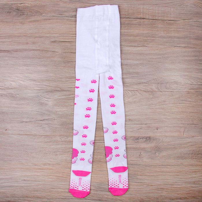 Детские колготки "Принцессы", белый, розовый, рост 104-110 см, 4-5 лет