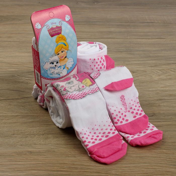 Детские колготки "Принцессы", белый, розовый, рост 116-122 см, 6-7 лет