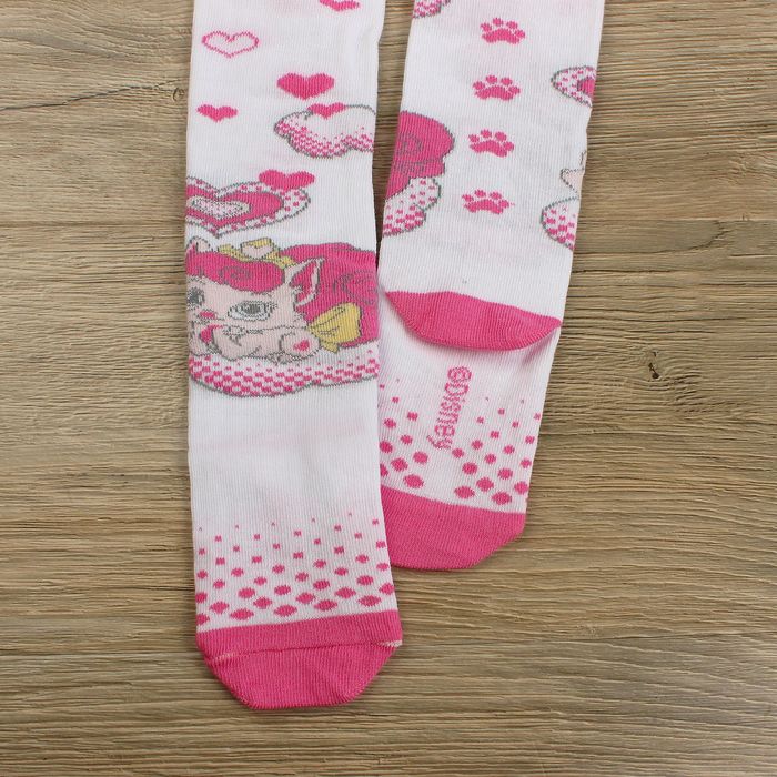 Детские колготки "Принцессы", белый, розовый, рост 116-122 см, 6-7 лет