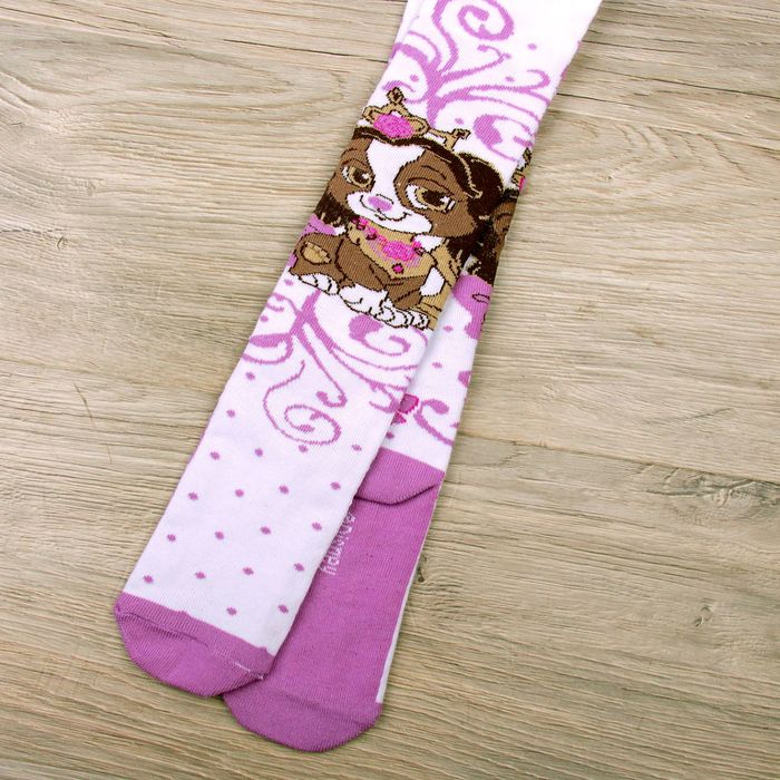 Детские колготки "Принцессы", белый, фиолетовый, рост 92-98 см, 2-3 года