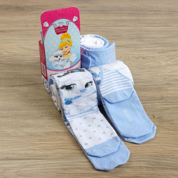 Детские колготки "Принцессы", белый, голубой, рост 92-98 см, 2-3 года