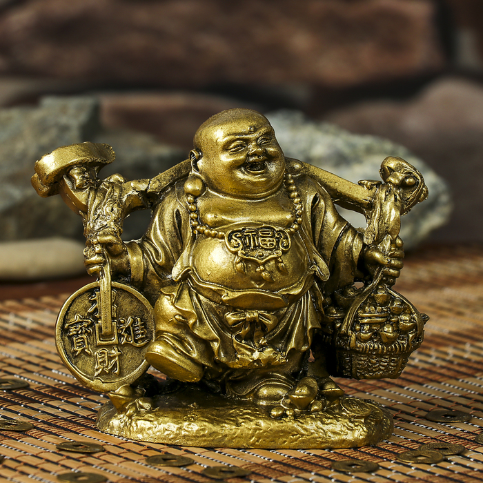 нэцкэ хотей с жезлом Жуи , монетой чашей монет h=9,5