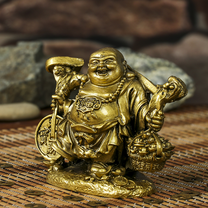 нэцкэ хотей с жезлом Жуи , монетой чашей монет h=9,5