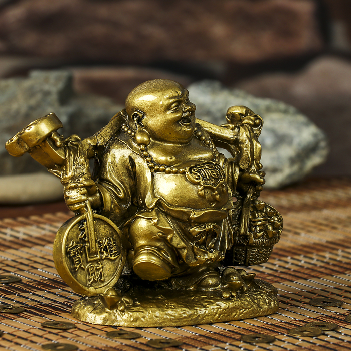 нэцкэ хотей с жезлом Жуи , монетой чашей монет h=9,5