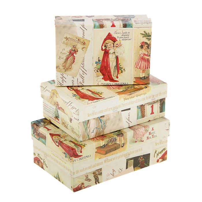Набор коробок 3в1 "Рождественские открытки", 19 х 12 х 7,5 - 15 х 10 х 5 см