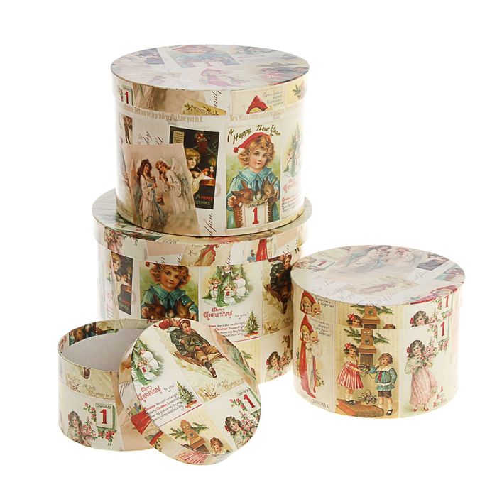 Набор коробок 4в1 "Рождественские открытки", 23 х 23 х 16 - 13,5 х 13,5 х 8 см