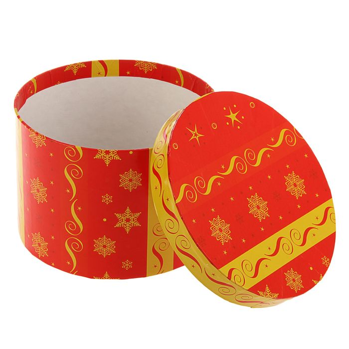 Набор коробок круглых 4 в 1 "Красный зимний"