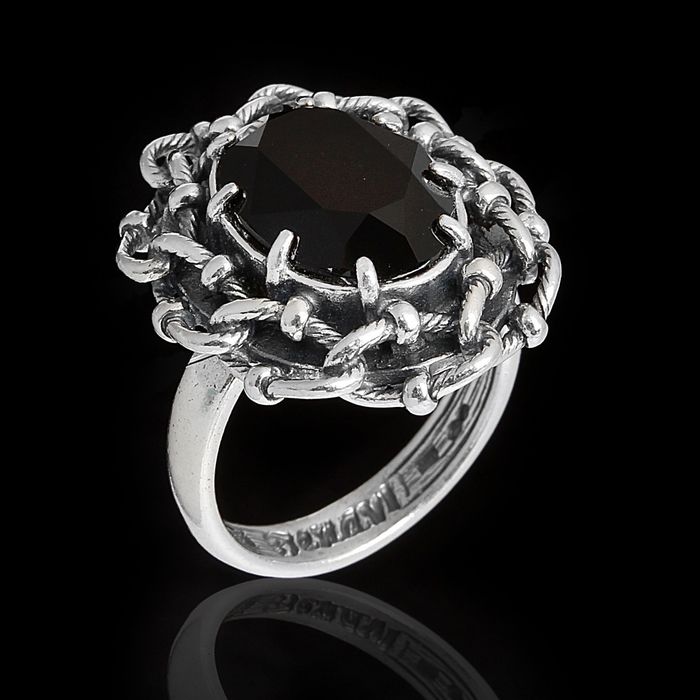 Кольцо "Эланта", размер 16, цвет черный в черненом серебре