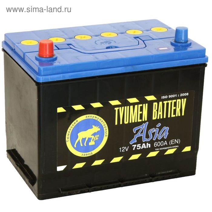 Аккумуляторная батарея Тюмень 75 Ач 6СТ-75L, Азия