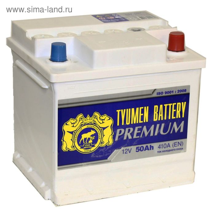 фото Аккумуляторная батарея тюмень 50 ач, обратная полярность 6ст-50l, premium tyumen battery