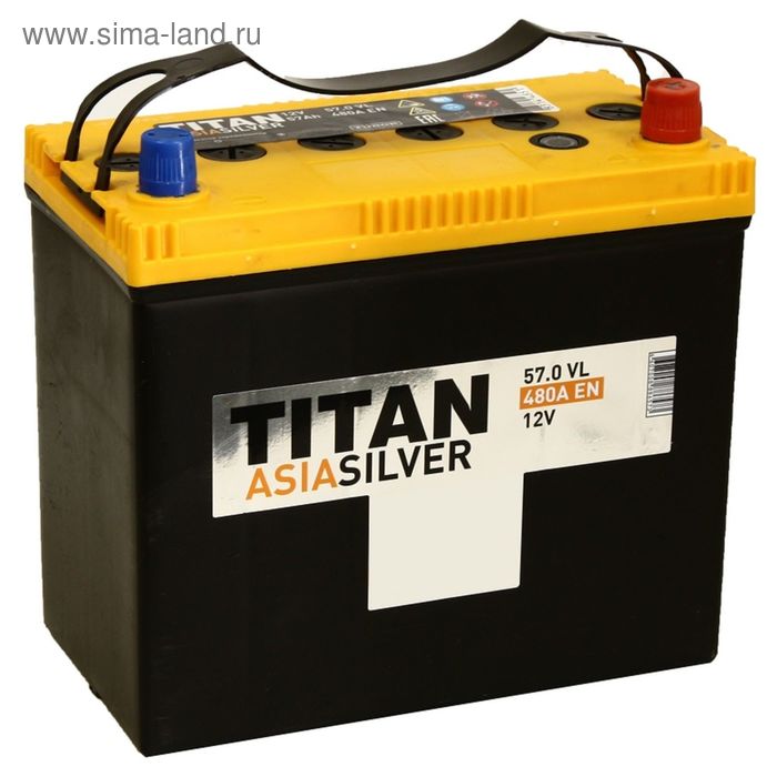 фото Аккумуляторная батарея titan asia silver 57 ач, обратная полярность