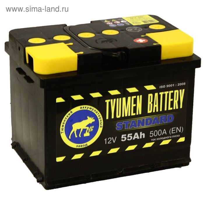 фото Аккумуляторная батарея тюмень 55 ач, обратная полярность 6ст-55l, standard tyumen battery