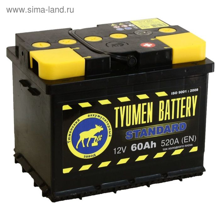Аккумуляторная батарея Тюмень 60 Ач, обратная полярность 6СТ-60LR, Standard аккумуляторная батарея тюмень 90 ач 6ст 90l standard